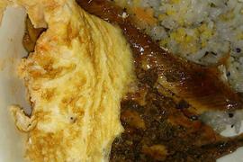 秋刀魚のかば焼き　オムレツ　雑穀米　出しがら