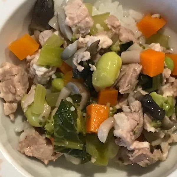 枝豆と豚肉の煮込みごはん